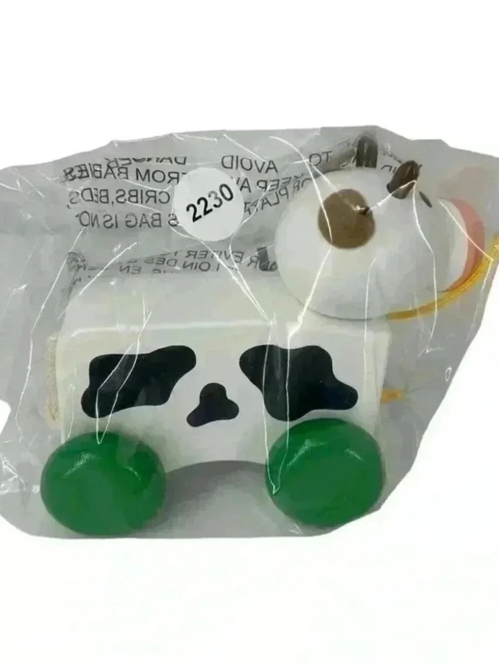 Wooden Cow Pull Along Toy Hand Painted Made in Europe New